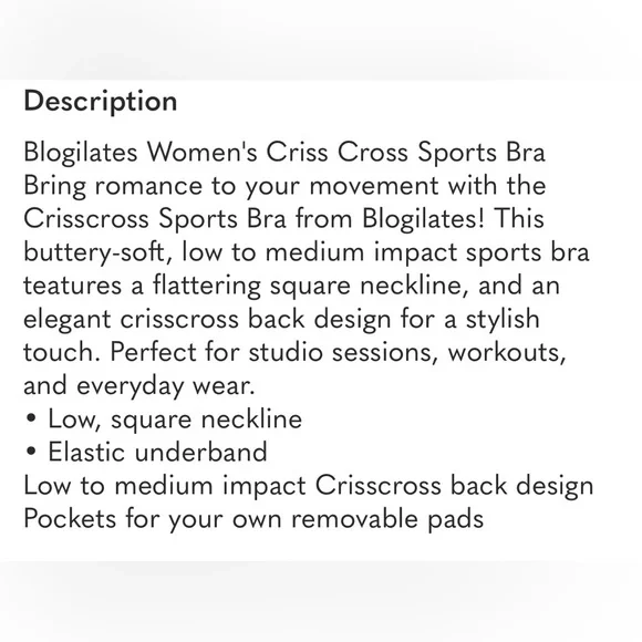 BLOGILATES NWT criss cross sports bra -blue floral -small - Picture 6 of 7